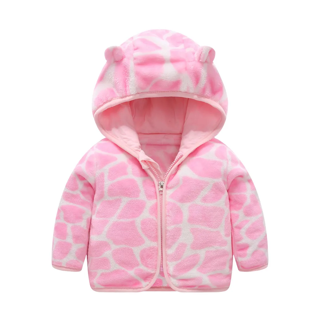 Hot Pink Детская одежда для малышей зимняя одежда для маленьких девочек г. Осеннее плотное пальто с капюшоном и длинными рукавами с милыми ушками на молнии для мальчиков теплая верхняя одежда - Цвет: Hot Pink