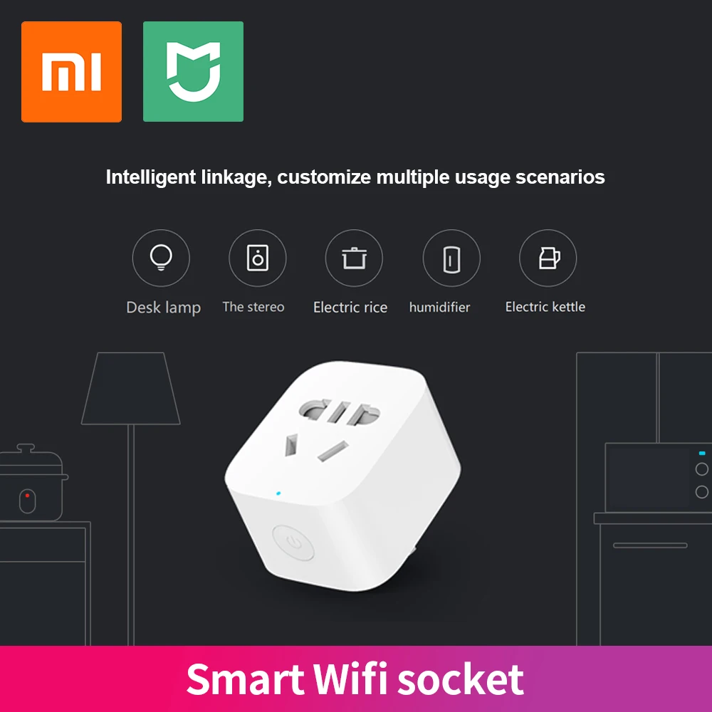 Умная розетка Xiaomi Mijia Wi-Fi с дистанционным управлением работает приложением Mi Home и