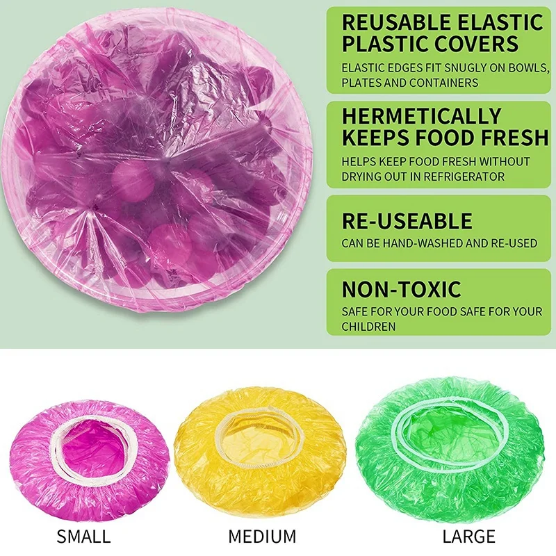 

Reusable Food Keep Fresh Storage Covers Plastic Elastic Colorful Bowl Dish Covers for Family Outdoor Picnic