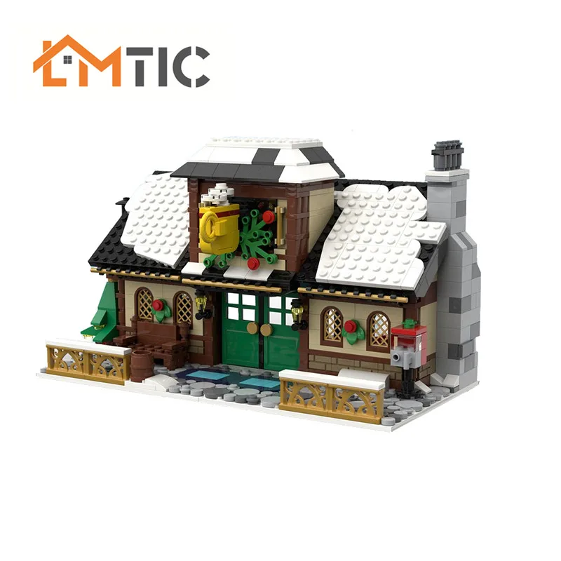 

1002pcs MOC Building Blocks Christmas Series 17649 Winter Village - Cafe Scene City Reindeer Friends Santa Claus Toys gift
