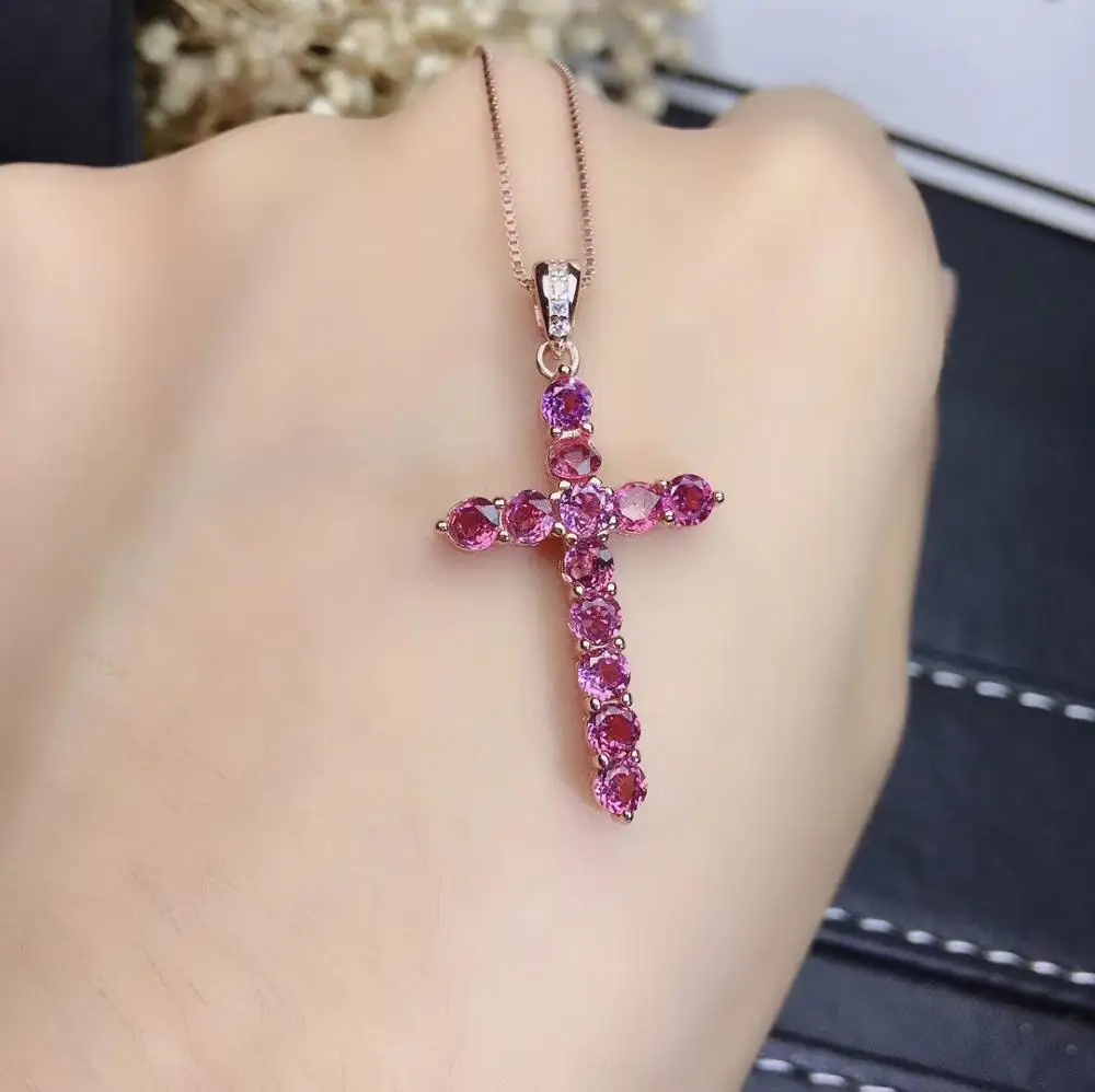 Женский кулон с красным гранатом вечерние серебра 925 пробы|Подвески| |