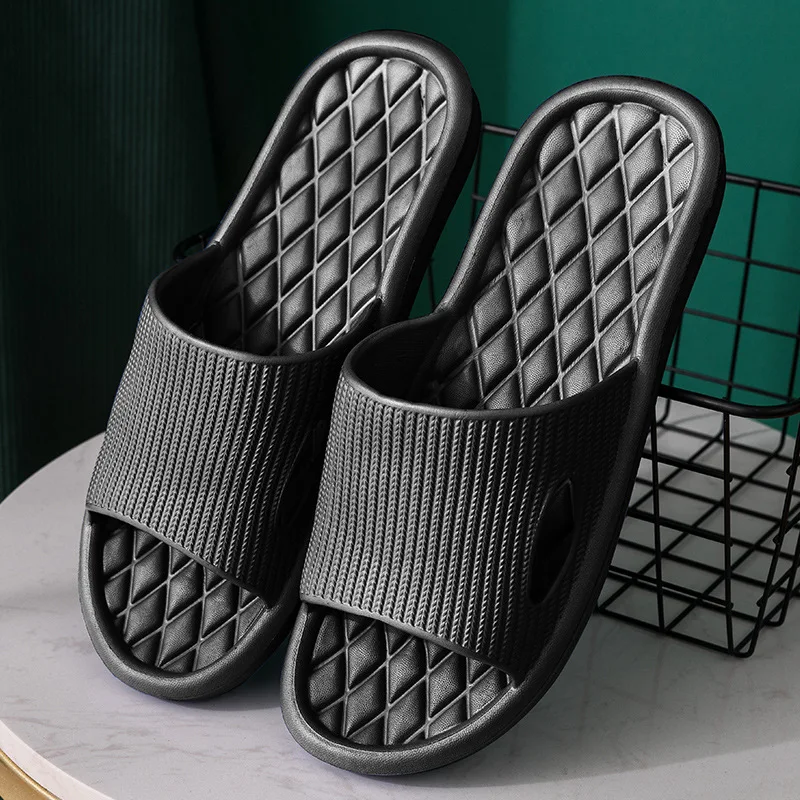 

Soft Home Slippers Couple Summer Indoor Skid Proof Bathroom Slippers Sandals Hotel Solid Color Men Women Flip Flops Flat Shoes