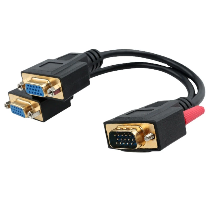 

VGA Splitter 1 Male to 2 Female 15-Pin VGA Metal-Plated Splitter Suitable for Home Audio-Visual Equipment