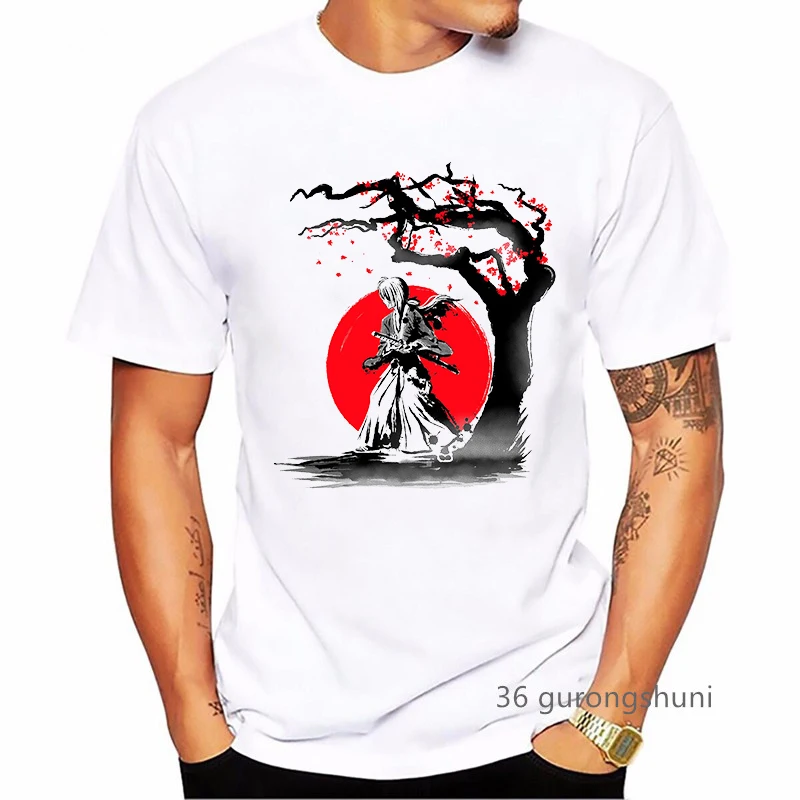 2021 Newest Rurouni Kenshin T Shirt Anime Clothes Cartoon Print T-Shirt Cute Men Harajuku Tee Short Sleeve Top | Мужская одежда