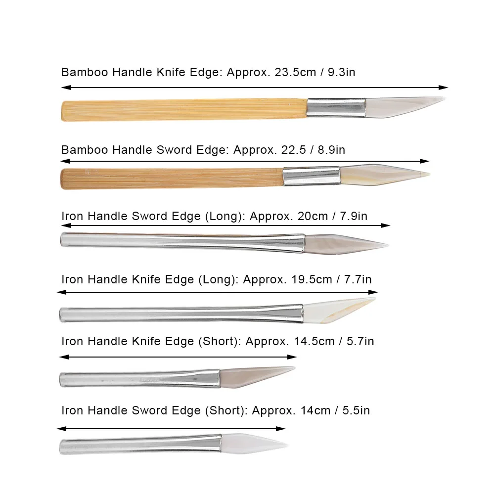 Набор полировальных ножей с бамбуковой железной ручкой 6 шт. | Украшения и