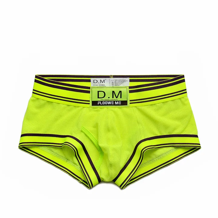 Fluorescent green THARIVOL боксеры шорты новые летние мужские трусы с низкой талией сексуальные дышащие сетчатые боксеры трендовые Молодежные трусы - Цвет: Fluorescent green
