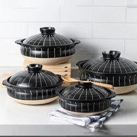 ceramic casserole japanese black round 0 5 3l multiple size cooking pot pan household kitchen supplies saucepan cookware