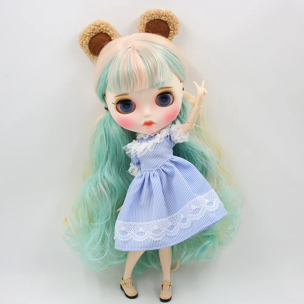 Ледяной DBS Blyth Doll1/6 bjd одежда молодой милые дамские синие кружевное Полосатое