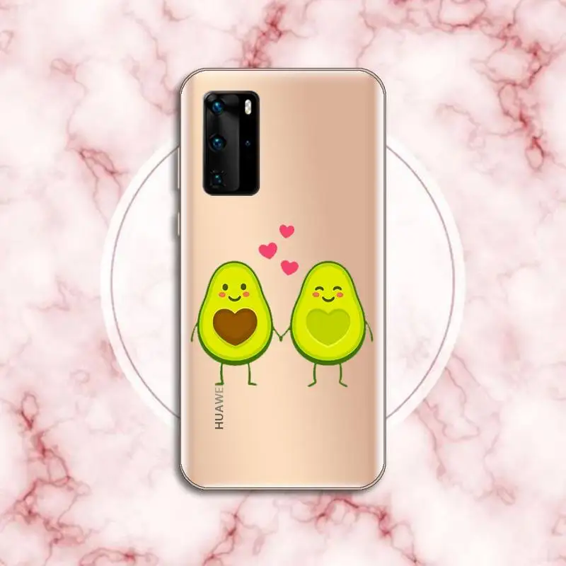 

Cartoon Cute Avocado Phone Case Transparent for Huawei P honor 8 10i 20 30 40 smart 2019