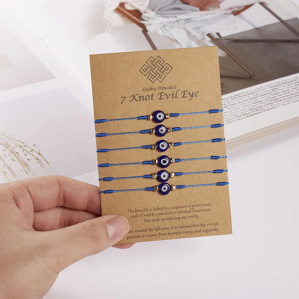 

6pcs/set Turkey Blue Evil Eye Bracelet Women Handmade Woven Rope Chain Crystal Beads Bracelets Jewelry Wholesale Dropshipping