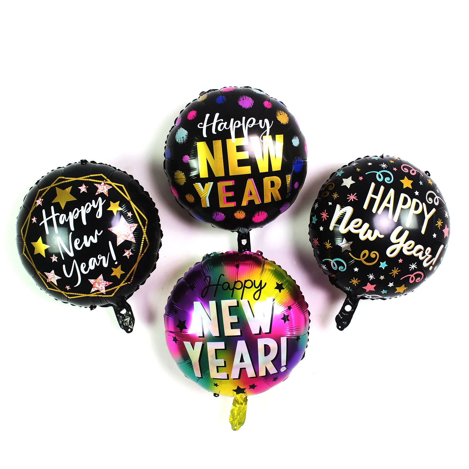

Wholesale 50pcs 18inch Round Star Happy New Year Printed Foil Balloons Christmas Party New Year Party Decoration Supplies Globos