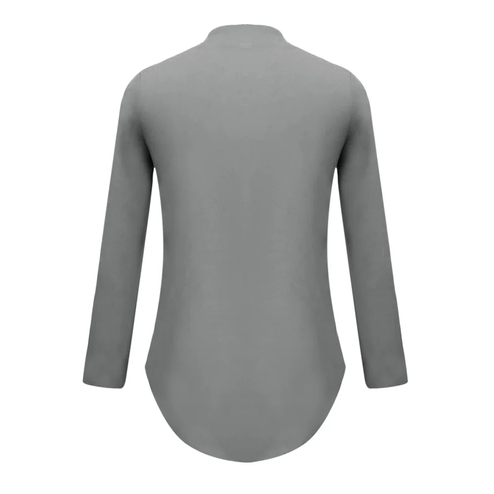 Осенние однотонные серые рубашки для женщин 2019 Новые Нерегулярные Шифоновые
