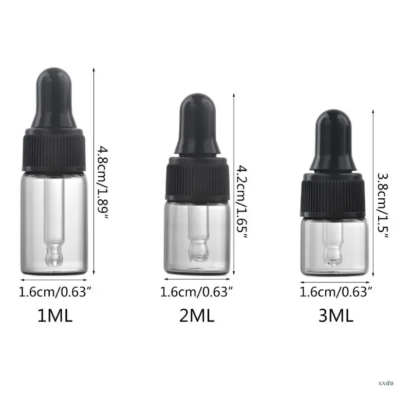 1 мл/2 мл/3 мл многоразовый прозрачный мини пустой стеклянный флакон с пипеткой
