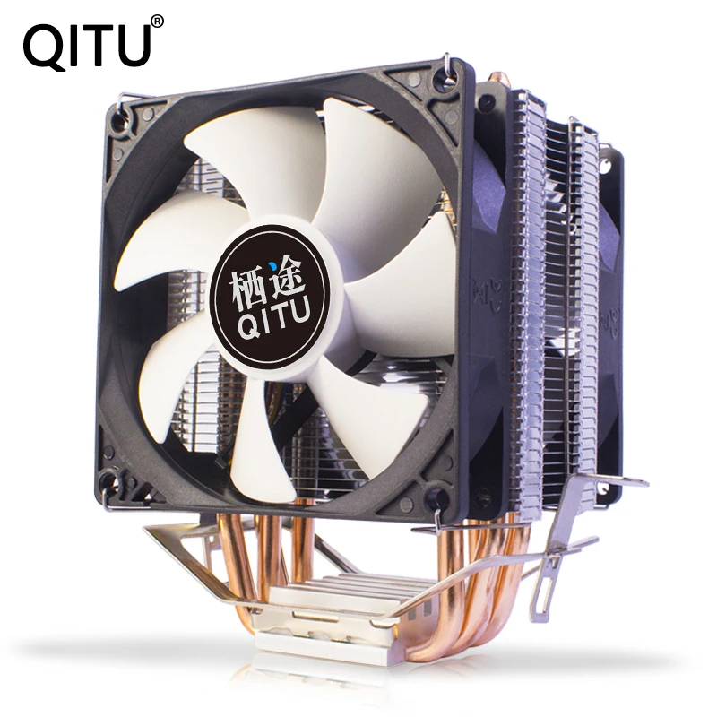 QITU 6 медная трубка процессорного кулера 4 pin pwm Intel LGA775 1150 1155 1200 1366 2011X79 ПК немой AMD AM4