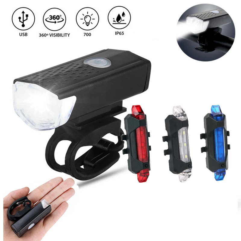 

Rechargeable Bike Light Front Rear Taillight Flashlight Cycling Safety Warning Lantern Bicycle Lamp MTB Bike Accessories Parts