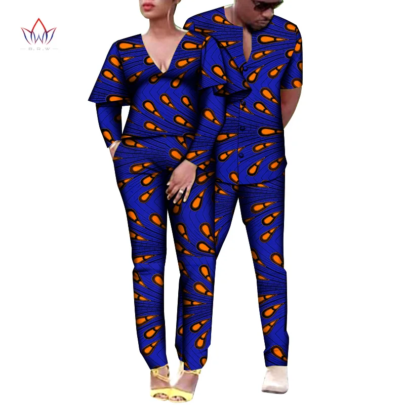 2021 Autumn couple clothes matching set african 4 Pcs Lovers Couples Wear Print Dashiki Bazin Riche Plus Size Outfits WYQ668