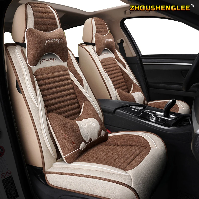 

ZHOUSHENGLEE FLAX car sear covers for ford fiesta focus fox mondeo maverick s-max ecosport escape edge cover seat car