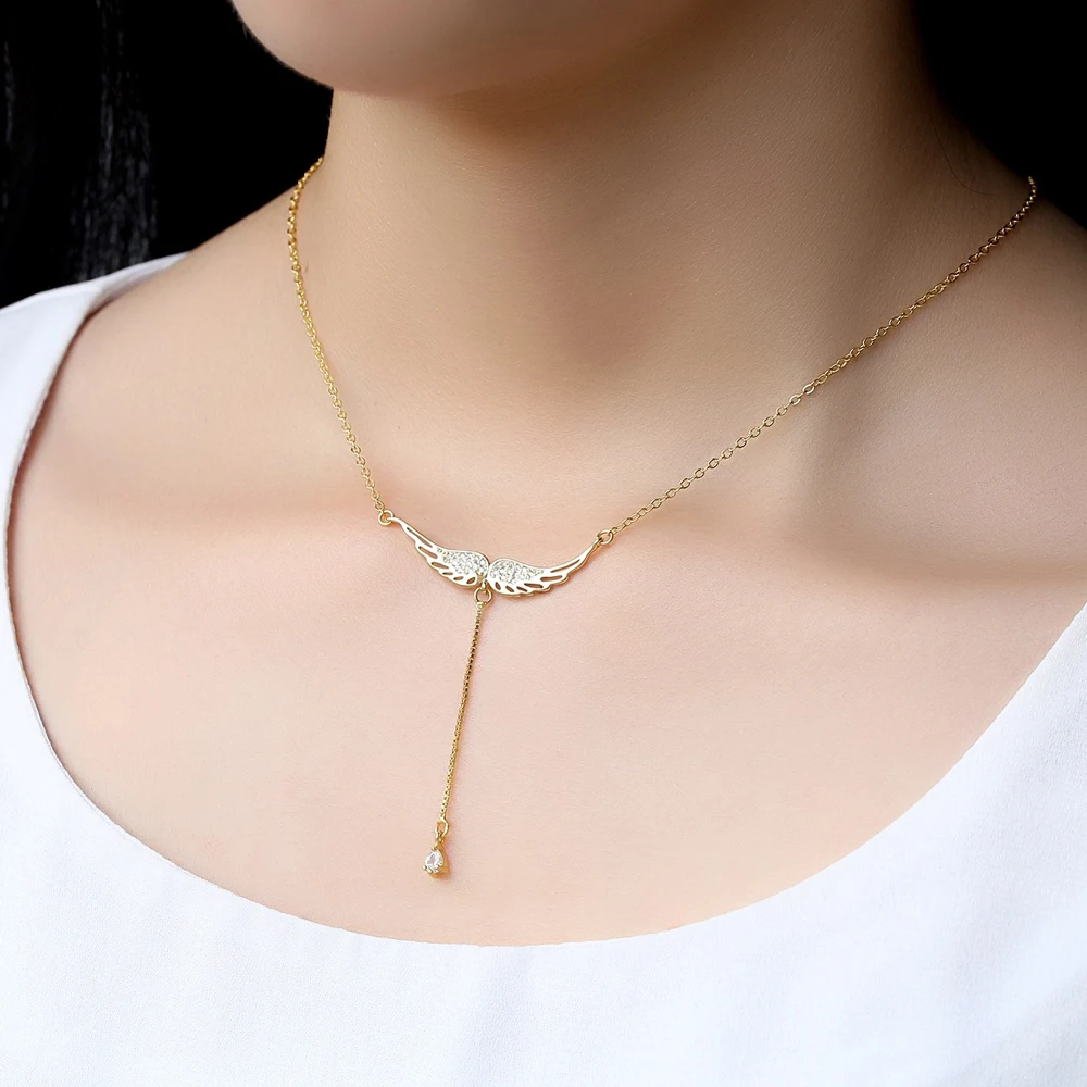 Женские серебряные ожерелья с крыльями циркониевые подарочные украшения|Колье| |