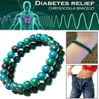 Браслет Chrysocolla браслеты из малахитовых бус для пары женщин и мужчин, бусины из натурального камня, ювелирные изделия ручной работы круглой формы с изображением диабета