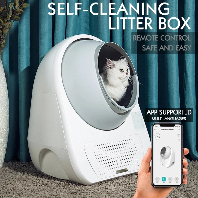 Enclosed Smart Automatic Cat Litter Box Cerrado Arenero Gato Litiere Chat Self Cleaning Remote Control Toilet Tray Pet Toilet