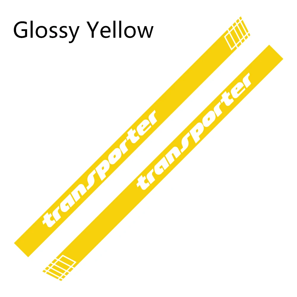 Glossy Yellow 2Pcs Car Side Stripes Stickers Auto Vinyl Film Decoration Decals For Volkswagen Multivan T4 T5 T6 Styling Car Tuning Accessories - Название цвета: Glossy Yellow