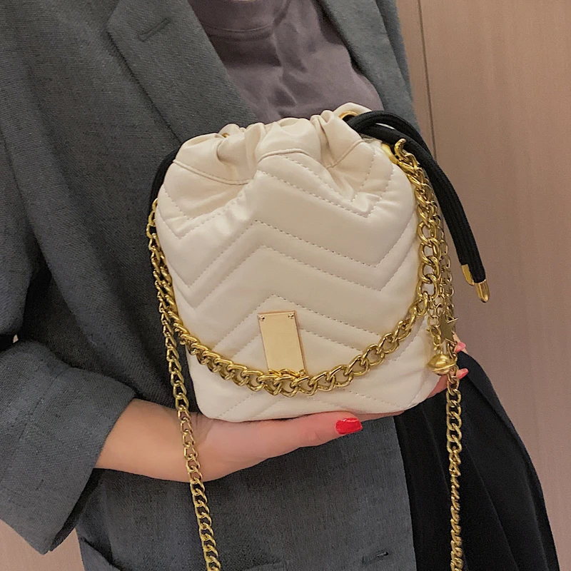 Новая Черная модная сумка-мешок на цепочке женские сумки через плечо