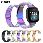 FIFATA сменный браслет на запястье для Fitbit Versa 3 ремешок для часов из нержавеющей стали металлические полосы для Fitbit Sense аксессуары