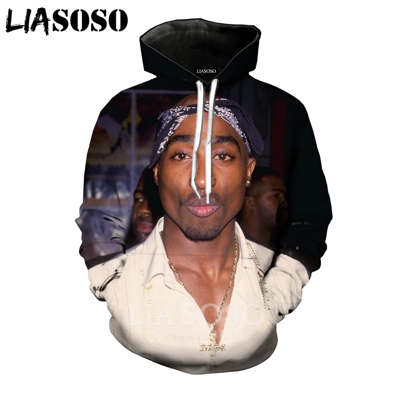 14 2pac толстовки LIASOSO забавные для мужчин и женщин Аниме Толстовка 3D принт Рэпер Хип Хоп с длинным рукавом Уличная Топ пуловер с круглым вырезом B182-10 - Цвет: 14