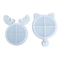 christmas deercat tray epoxy resin mold serving plate silicone mould diy crafts jewelry holder casting tools