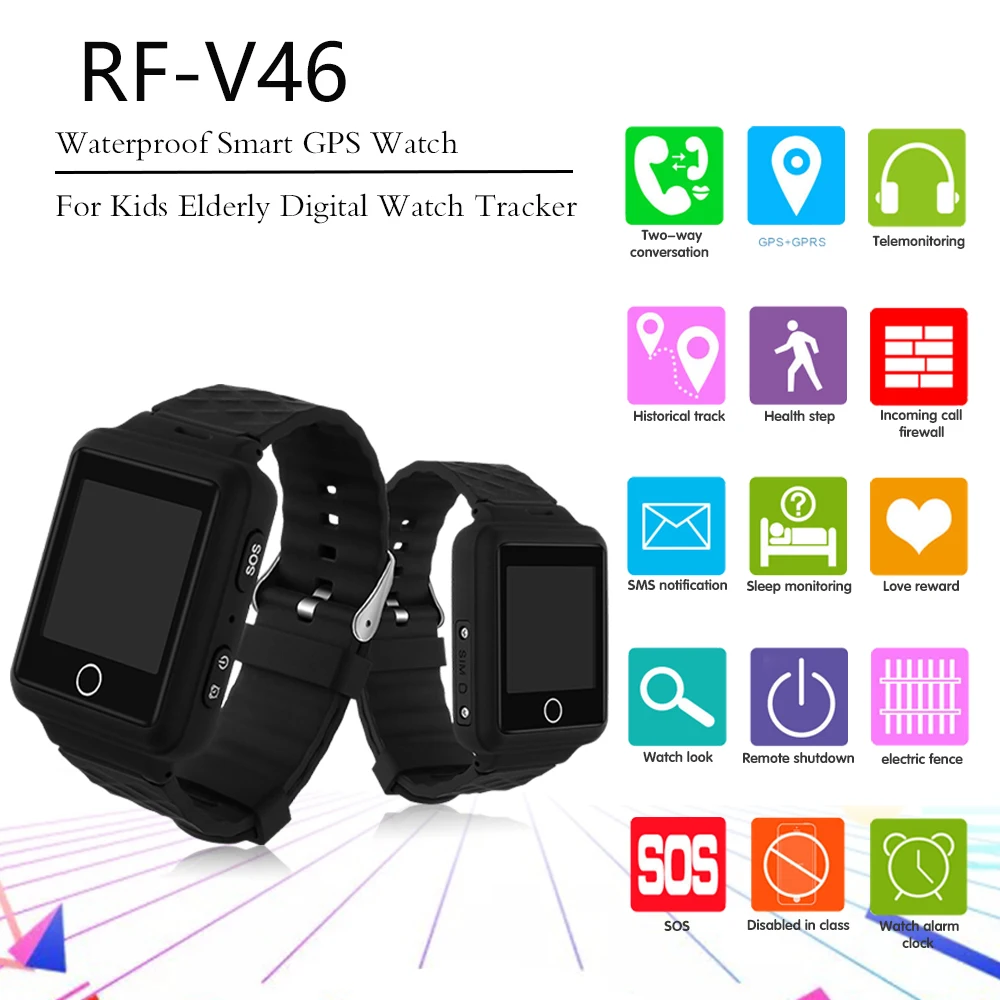 4G Смарт gps часы для детей RF-V46 Водонепроницаемый Пожилых цифровые часы трекер с браслетом браслет SOS гео-забор Удалить будильник