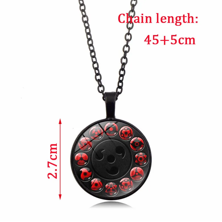 Стеклянный кабошон с подвеской Шаринган ожерелье черной цепочкой мужское аниме