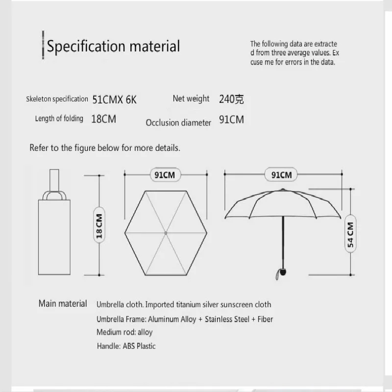 Женский зонт от солнца и дождя OLYCAT плоский из титана серебра с защитой УФ