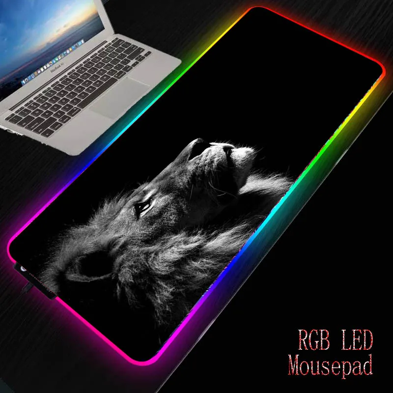 

MRGBEST black lion Mouse Pads RGB LED Computer desktop Mice pad rubber base or LED pad for gamer gaming