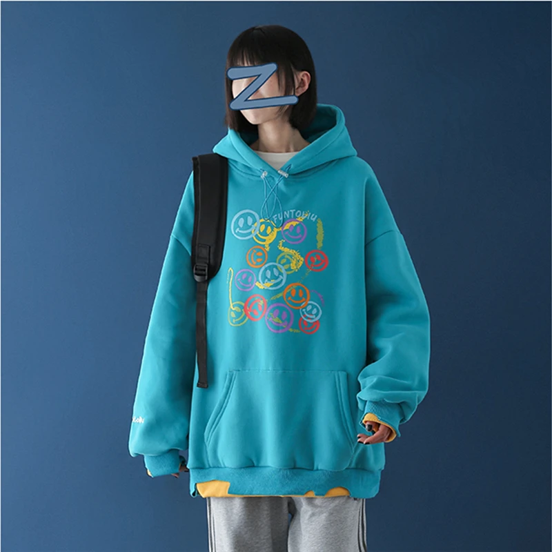 

Women's Sweatshirt Spring Autumn Hooded Sweatshirts Solid Casual Loose Women's Hoodie Street Kawaii Clothes Women Pulovers 2021