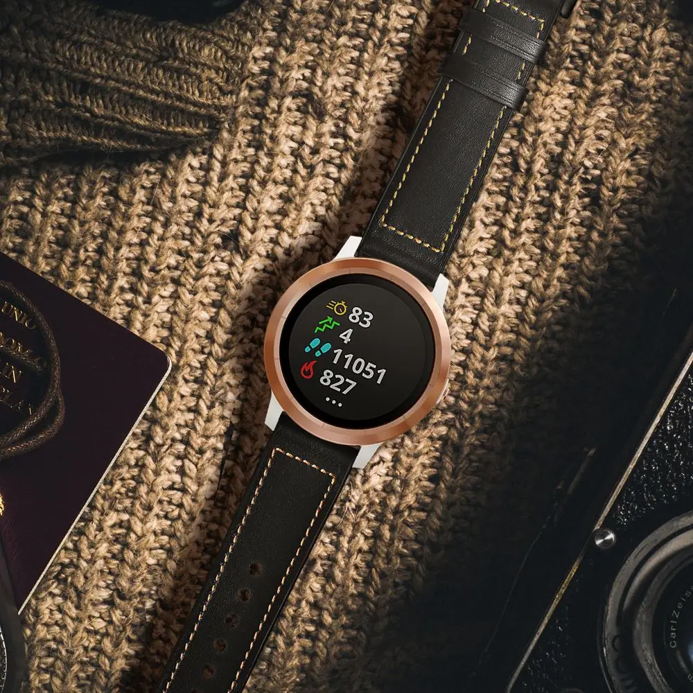 Сменный ремешок для Garmin Vivoactive 3 силиконовый + кожаный браслет Vivomove HR 20 мм