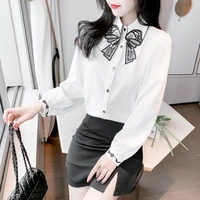 women blouses lapel long sleeve top solid color female shirts embroidered blouse top blusas