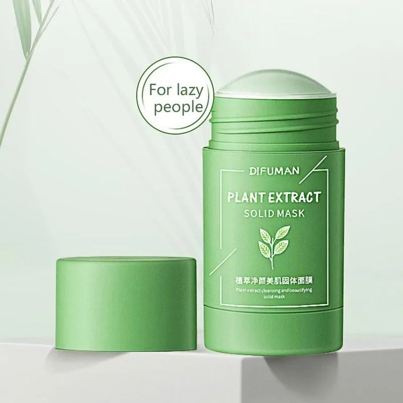 

3pcs Green Tea Cleansing Solid Mask Purifying Clay Stick Mask Oil Control Anti-acne Eggplant Skin Care Whitening Care Facial