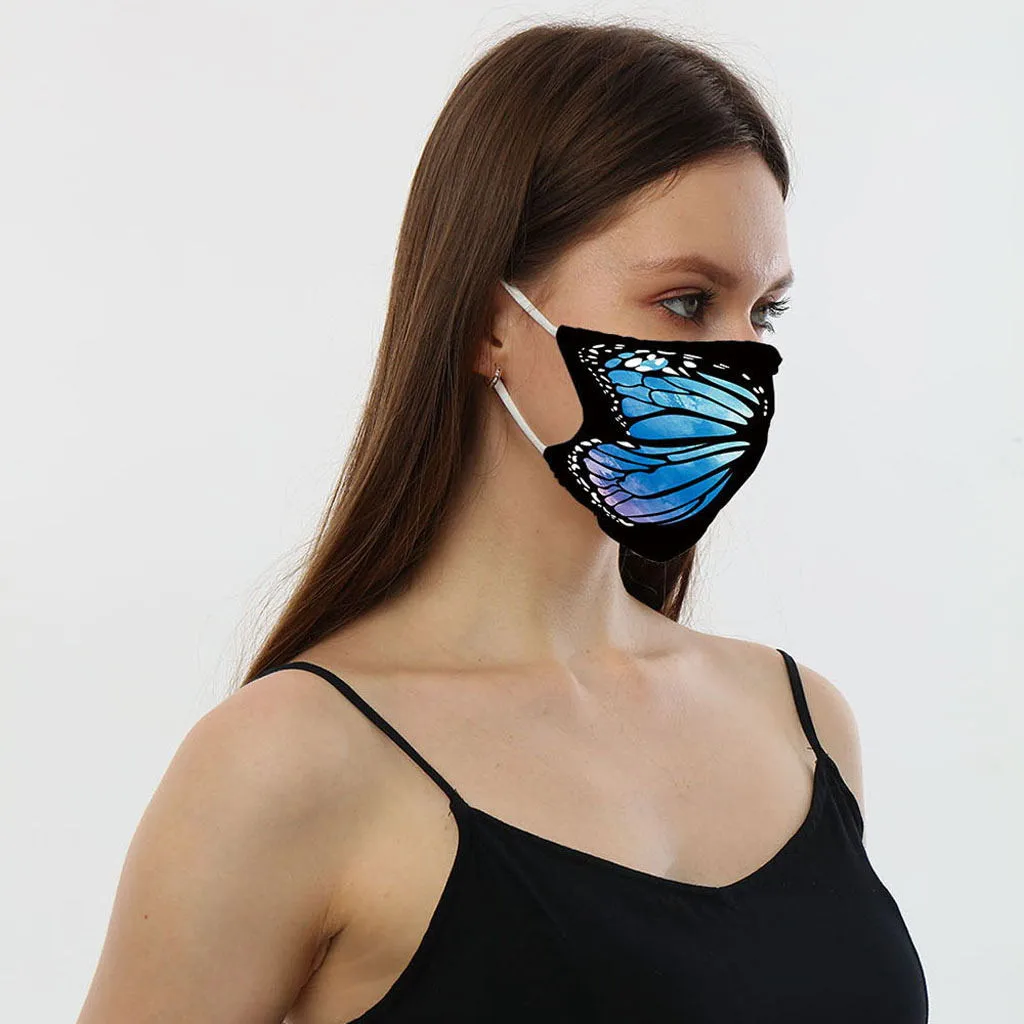 

Women Butterfly Print Mouth Mask popular face covering colorful windproof dust proof reusable face mask Mouth-muffle health care