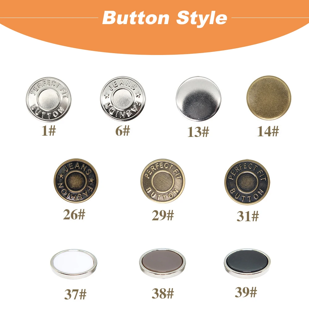 

20Pcs 17mm Retro Metal Buttons Detachable Snap Fastener Pants Pin for Jeans Retractable Button Sew-Free Buckles Fit Waist Well