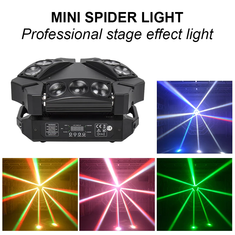 Hot Sale Mini 8x6w/9x10W LED Moving Head Spider Light RGBW DMX Beam Stage Scanning Light Dj Disco Bar Party Decoration