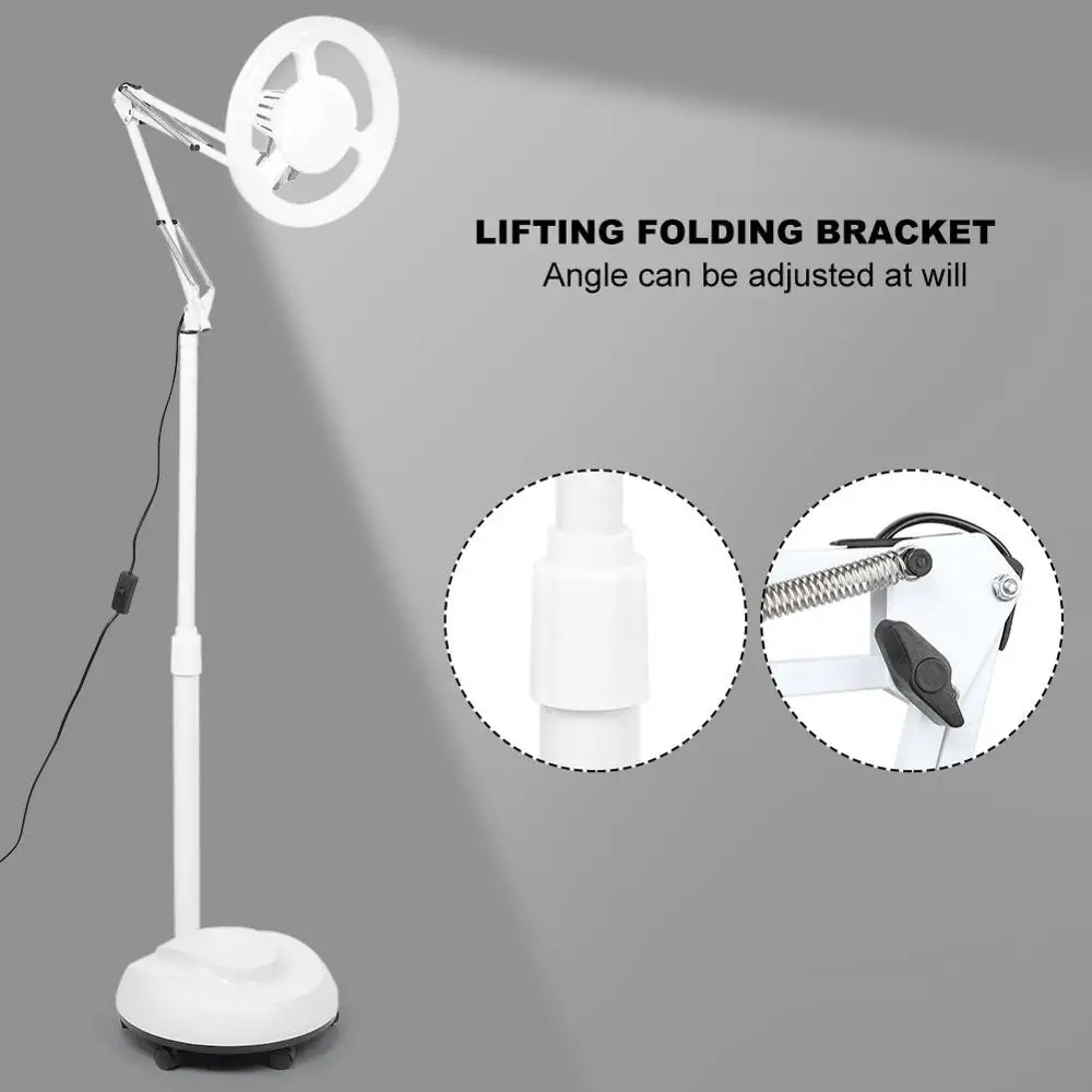 

Newest 20W LED Cold Light Beauty Lamp Adjustable Eyebrow Eyelashes Shadowless Surgery Tattoos Floors Lamp Bases With Pulley 220V
