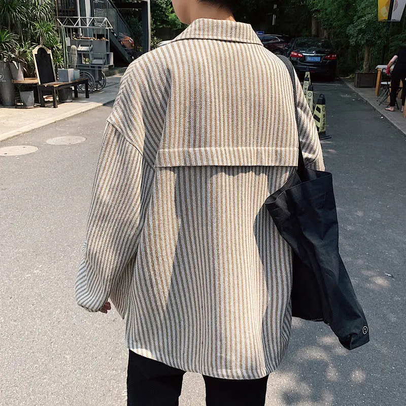 

2020 Autumn And Winter New Youth Popular Men's Loose Thick Lapel Woolen Jacket Fashion Casual Single-breasted Top S-XL