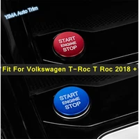 auto start stop button key hole switch cover trim 1pcs for volkswagen t roc t roc 2018 2022 red blue interior accessories