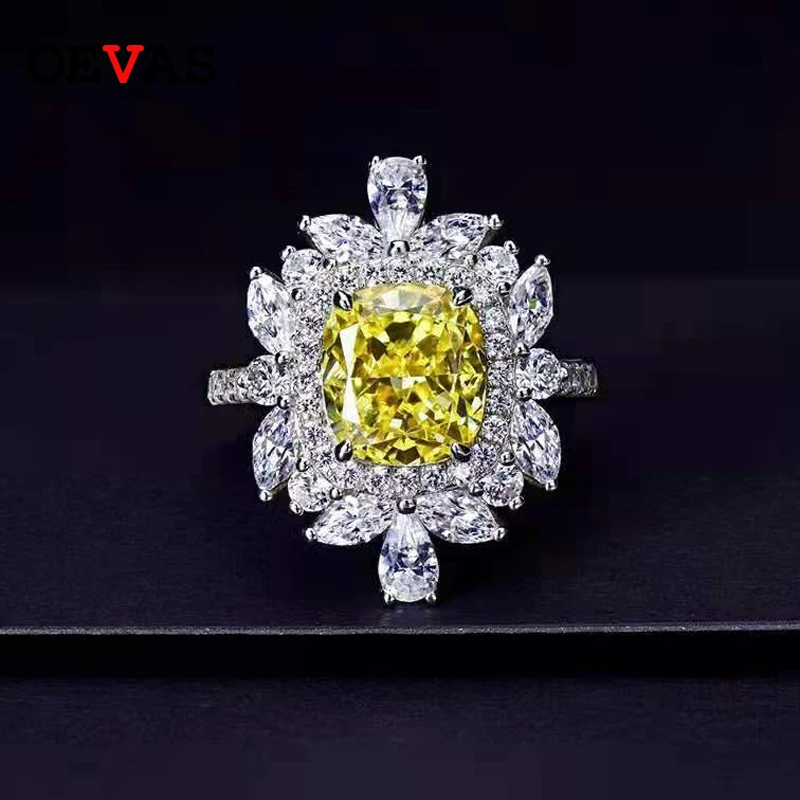 

OEVAS 100% Серебро 925 пробы сверкающие высокоуглеродистые бриллиантовые обручальные кольца для женщин 3 карата топаз для вечерние ювелирные изд...