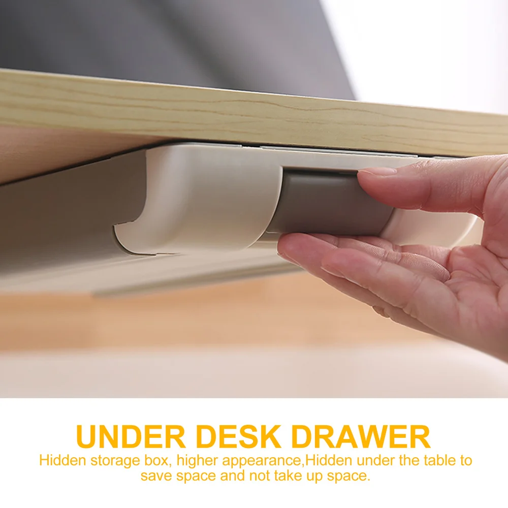 

2pcs Under Desk Drawer Self Stick Desk Organizer Under Table Drawer