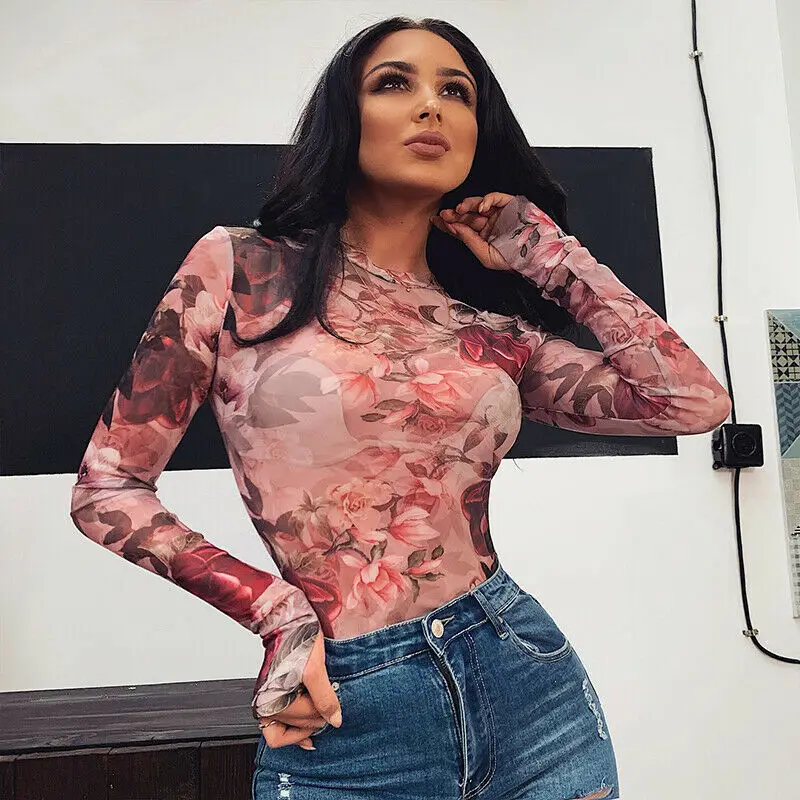 2020 женские сетчатые прозрачные блузки с оборками и топы рубашка длинным рукавом