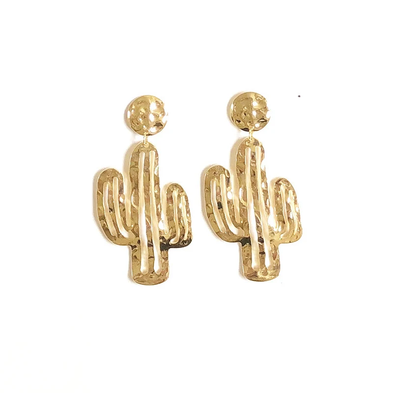 Большие пустые металлические серьги-кактусы в модном стиле с растительными подвесками в виде ушей 2019 года - ювелирные изделия для женщин в качестве подарка на день рождения.