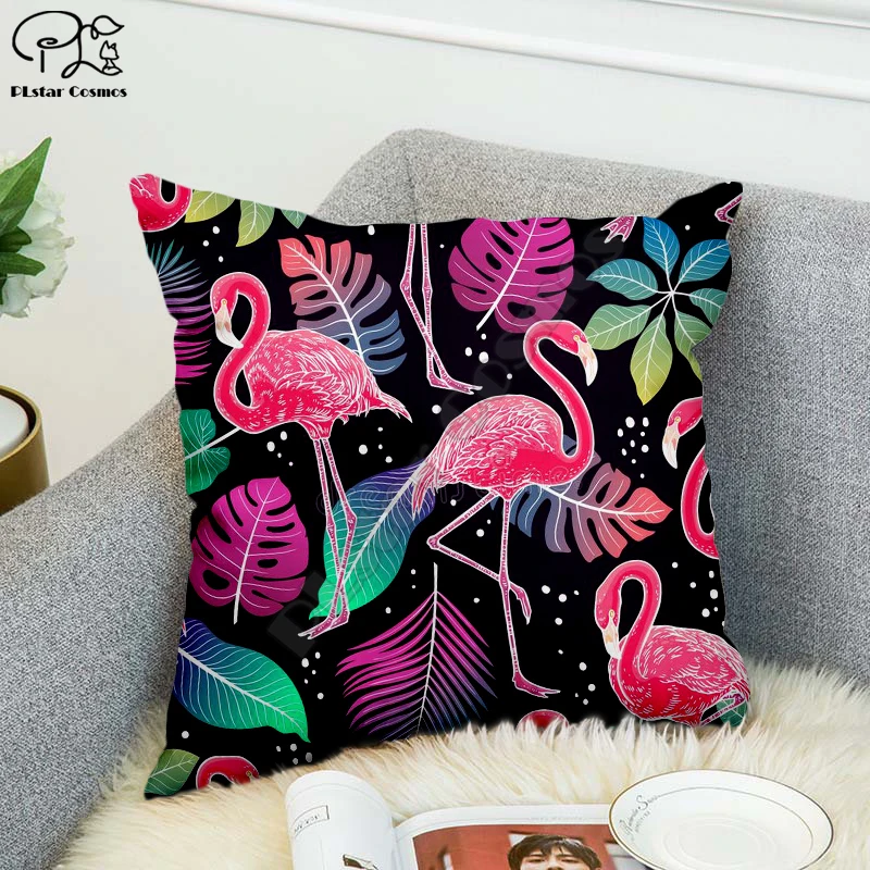 

Flamingo Fresh flowers 3D printed Pillow Case Polyester Decorative Pillowcases Throw Pillow Cover style-1