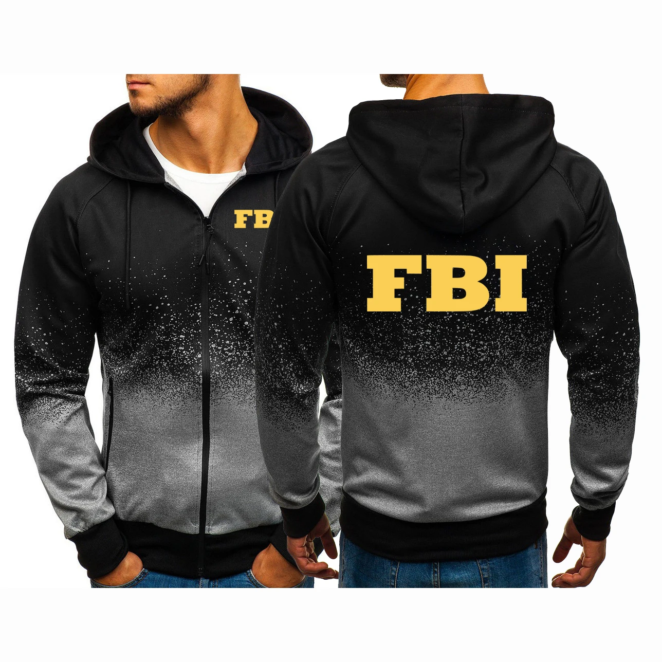 Мужская демисезонная Толстовка FBI 2021 с градиентом толстовки в стиле Харадзюку