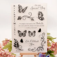 stamp butterflies and flowers stamps rubber transparent silicone seal for diy scrapbook photo album decoration crafts